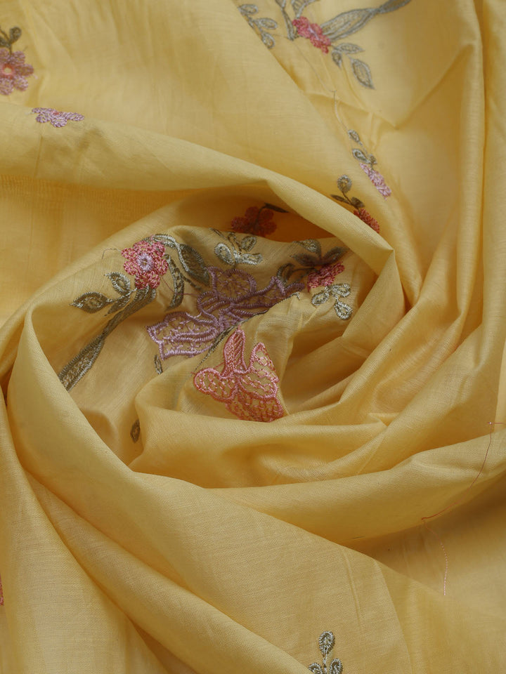 Embroidered Chanderi Unstitched Suit With Dupatta