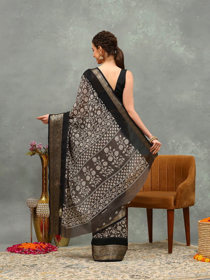 Floral Printed Art Silk Saree
