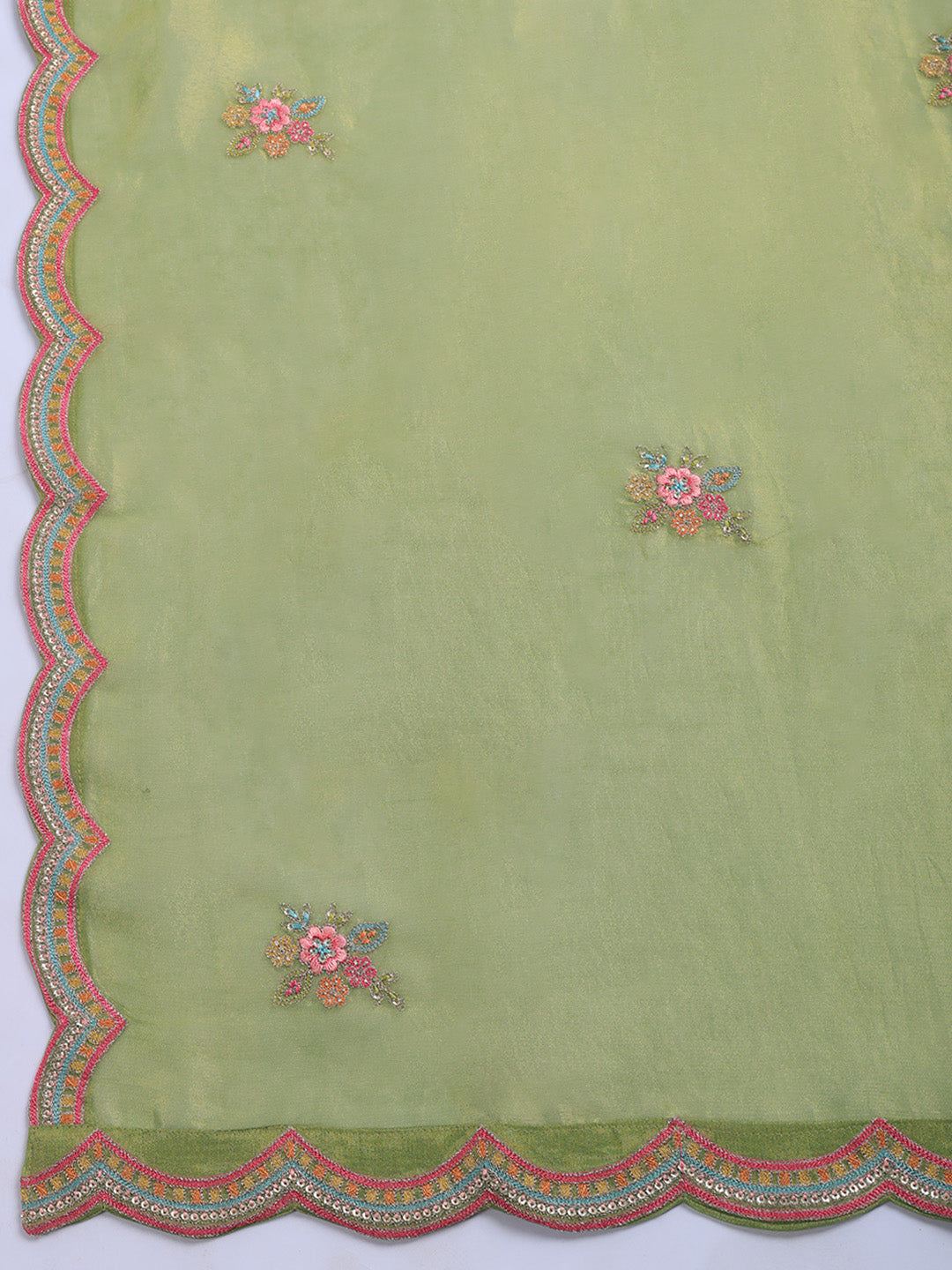Embroidered Tissue Suit Set With Dupatta