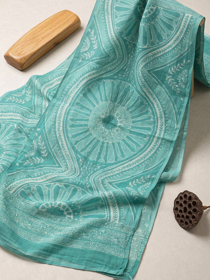 Embroidered Cotton Blend Unstitched Suit With Pant &amp; Dupatta