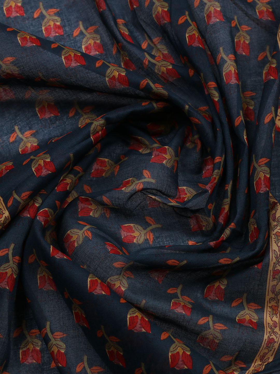 Embroidered Cotton Blend Unstitched Suit With Pant &amp; Dupatta