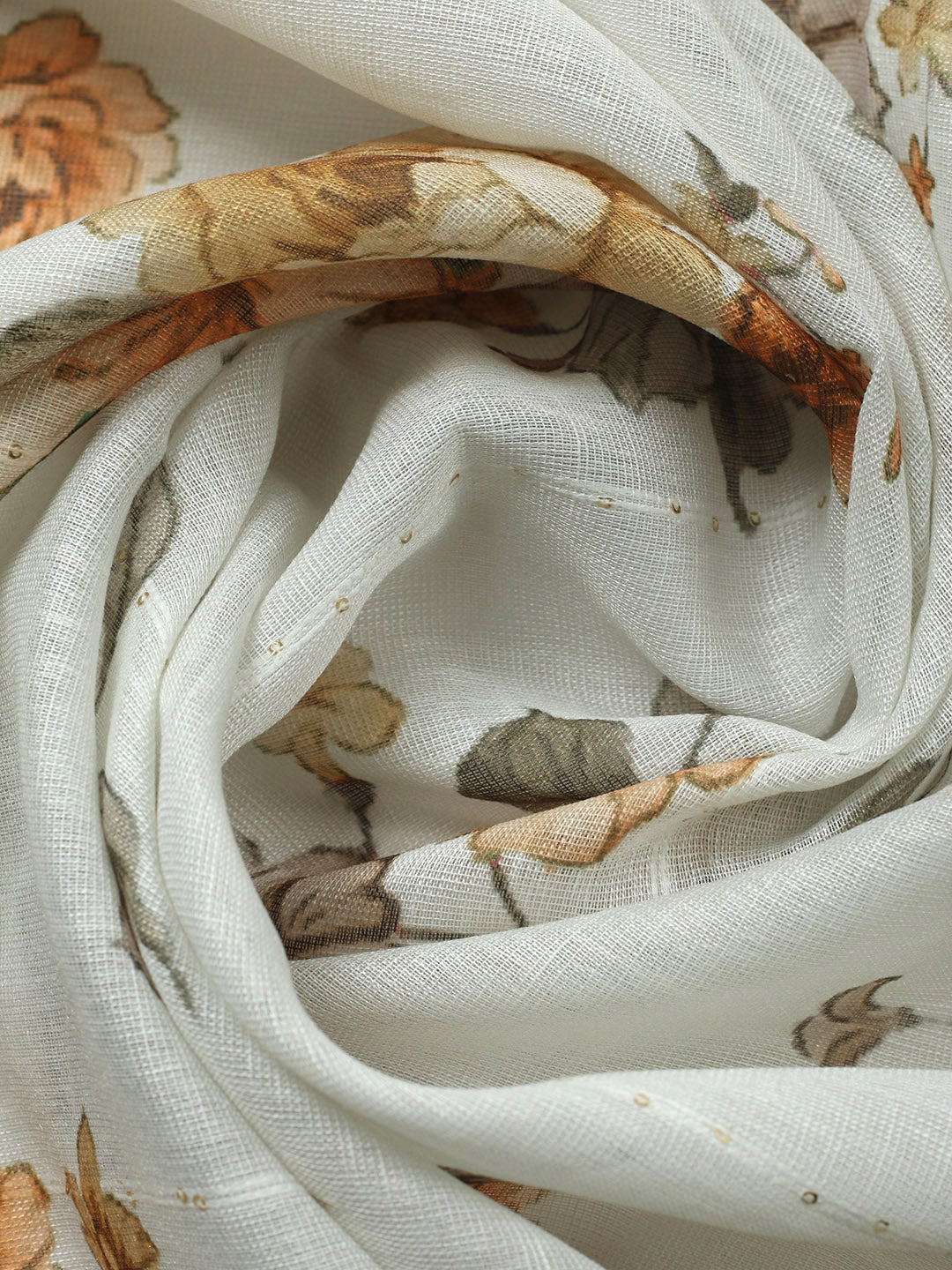 Embroidered Linen Blend Unstitched Suit With Pant &amp; Dupatta