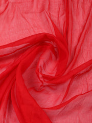 Embroidered Chanderi Red Unstitched Suit With Pant & Dupatta