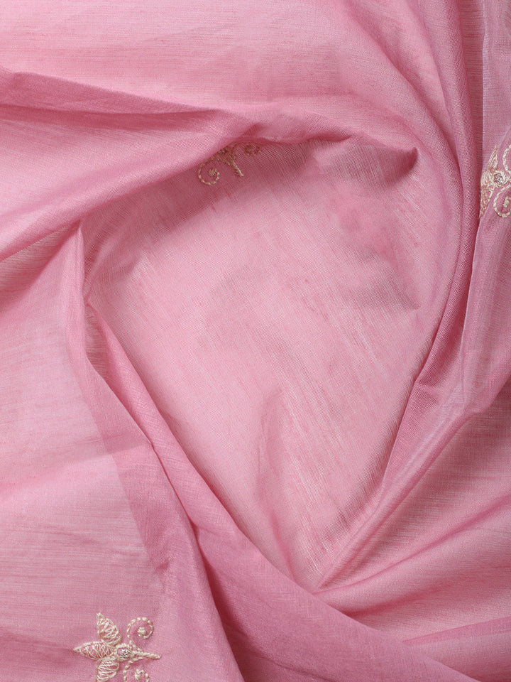 Embroidered, Cotton Blend Unstitched Suit With Pant &amp; Dupatta