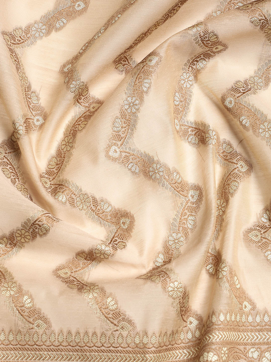 Woven Banarasi Chanderi Unstitched Suit With Dupatta