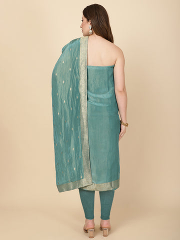 Woven Tissue Unstitched Suit Piece With Dupatta