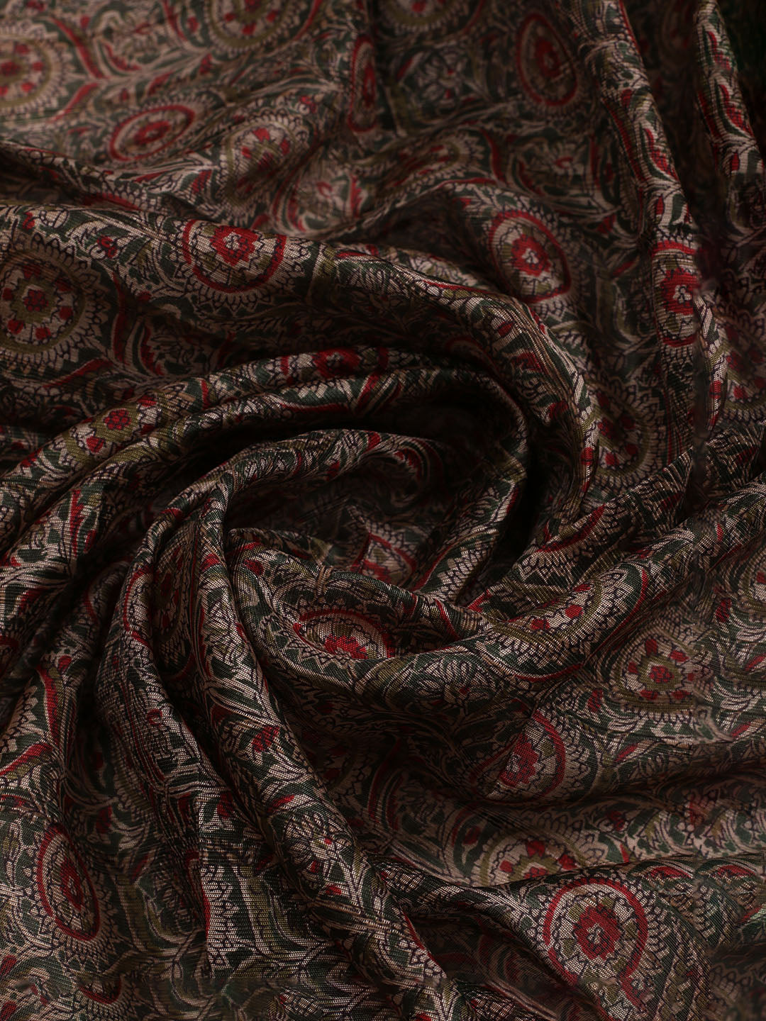 Embroidered Art Silk Unstitched Suit With Dupatta