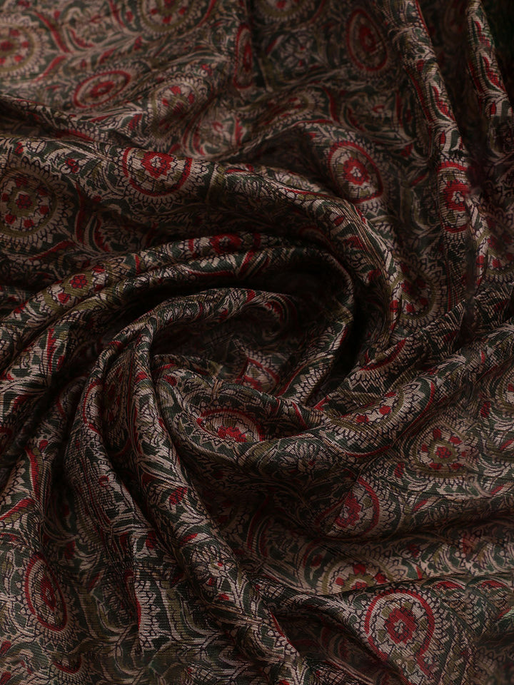 Embroidered Art Silk Unstitched Suit With Dupatta