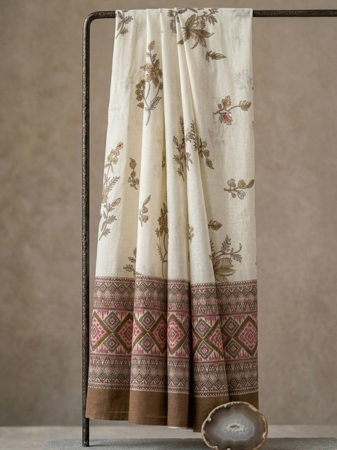 Printed Cotton Blend Unstitched Suit With Pant &amp; Dupatta