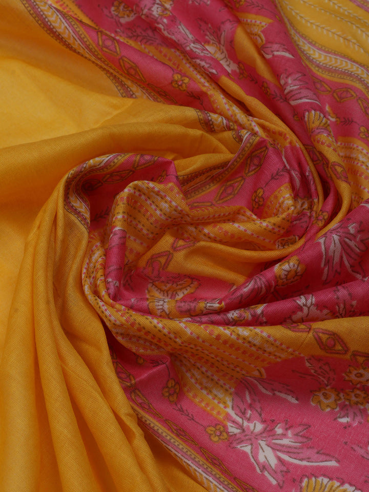 Printed Cotton Blend Unstitched Suit With Dupatta