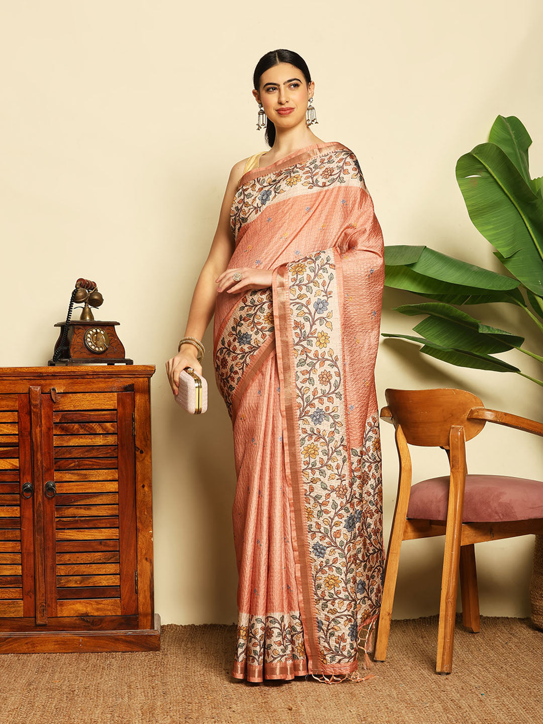 Printed Tussar Saree