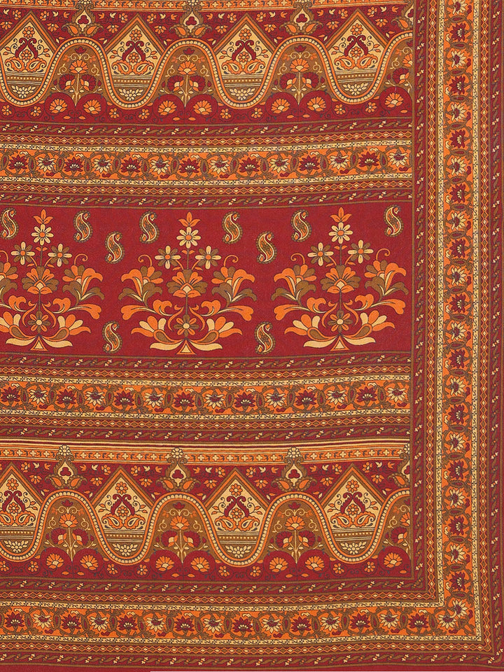 Floral Printed Crepe Woven Saree