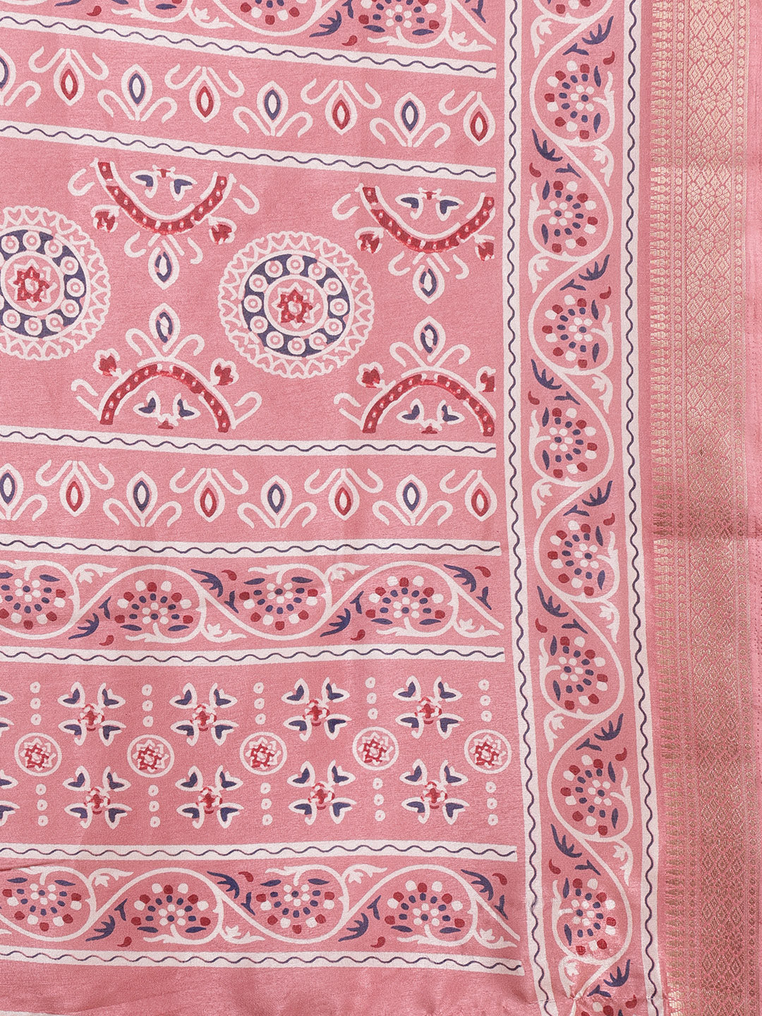 Ajrak Printed Dola Cotton Woven Saree