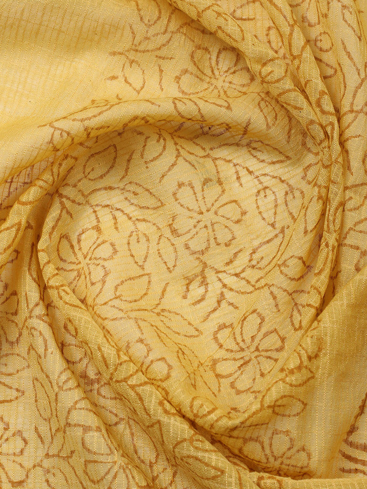 Printed Cotton Blend Unstitched Suit With Pant &amp; Dupatta