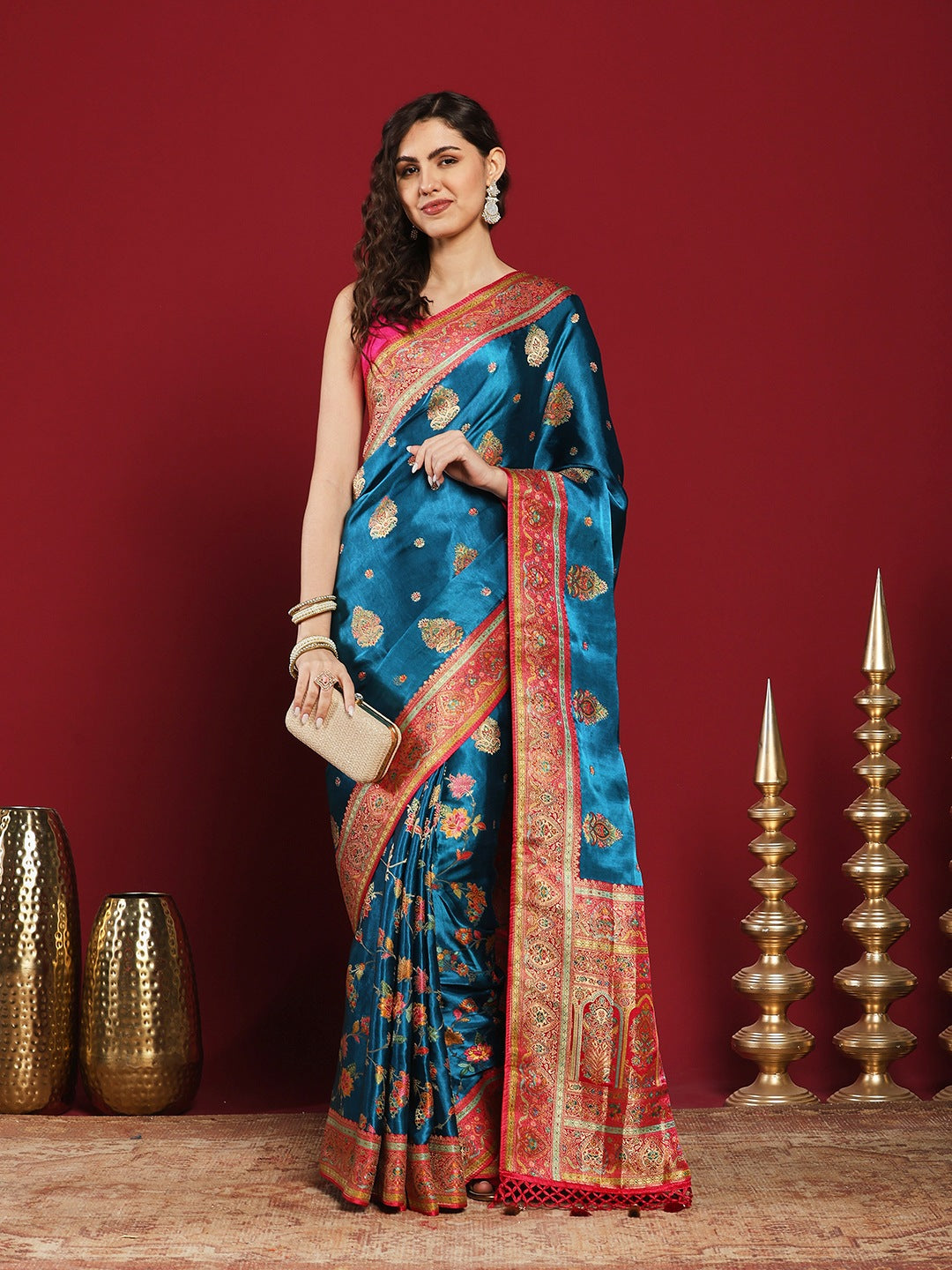 Woven Design Satin Saree