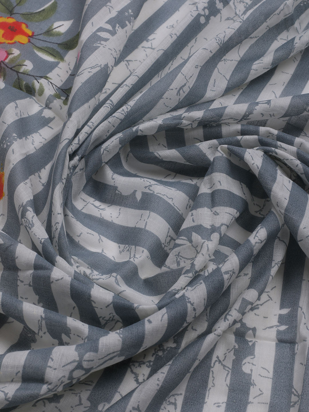 Patch Neck Cotton Blend Unstitched Suit With Dupatta
