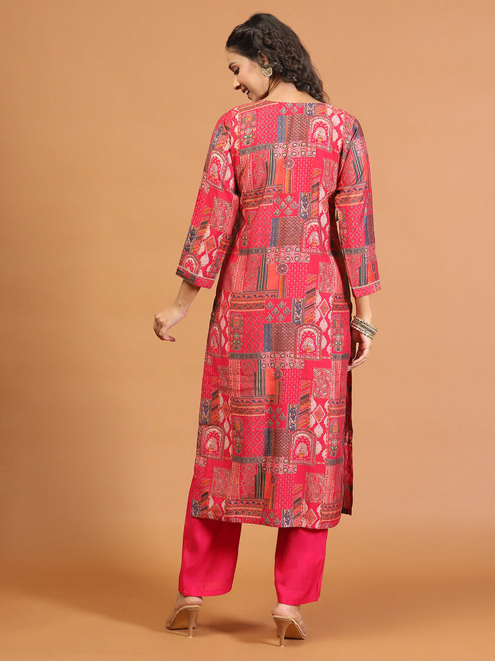 Digital Printed Muslin Kurta With Pants