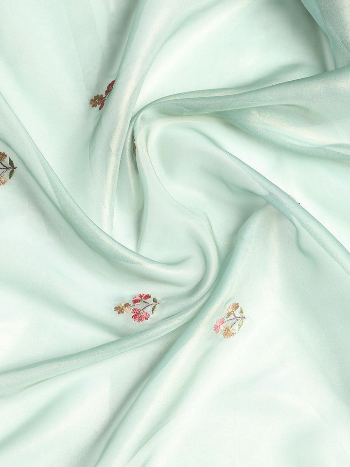 Embroidered Organza Unstitched Suit With Dupatta