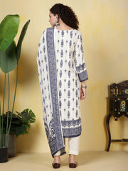 Printed Muslin Kurta With Pants & Dupatta