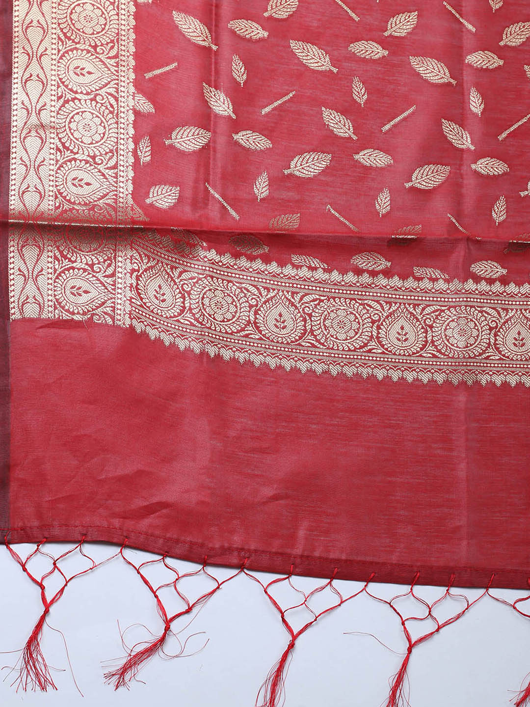 Banarasi Chanderi Unstitched Suit With Pant &amp; Dupatta