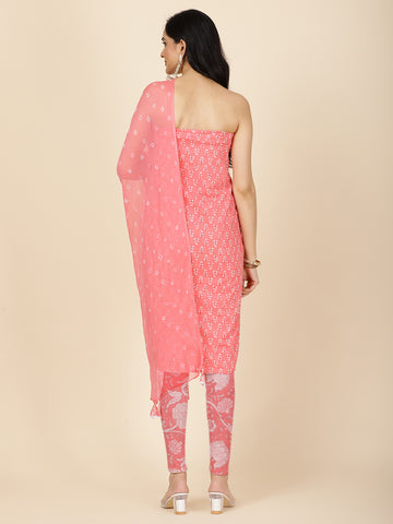 Floral Printed Cotton Unstitched Suit Piece With Dupatta