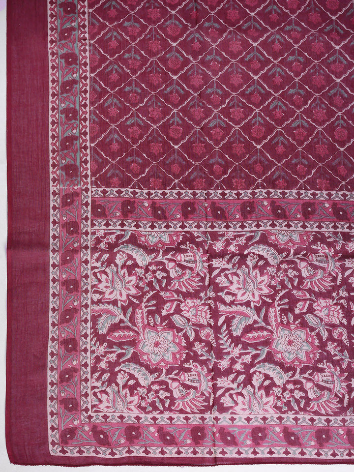 Printed Cotton Blend Kurta With Pant &amp; Dupatta