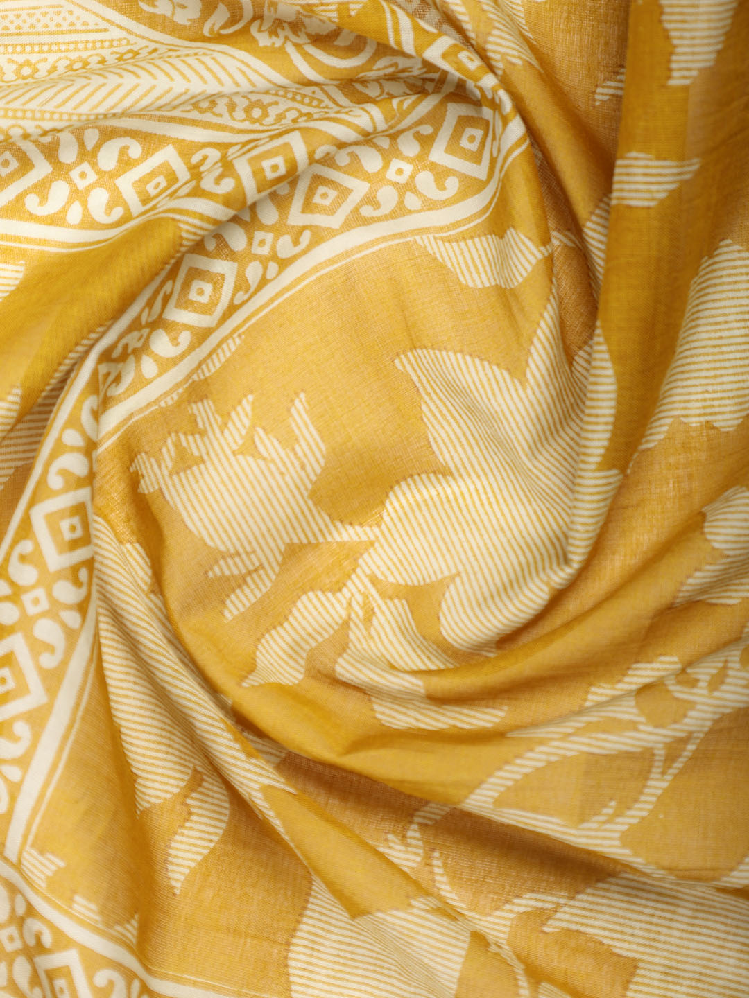 Printed Cotton Blend Unstitched Suit With Dupatta