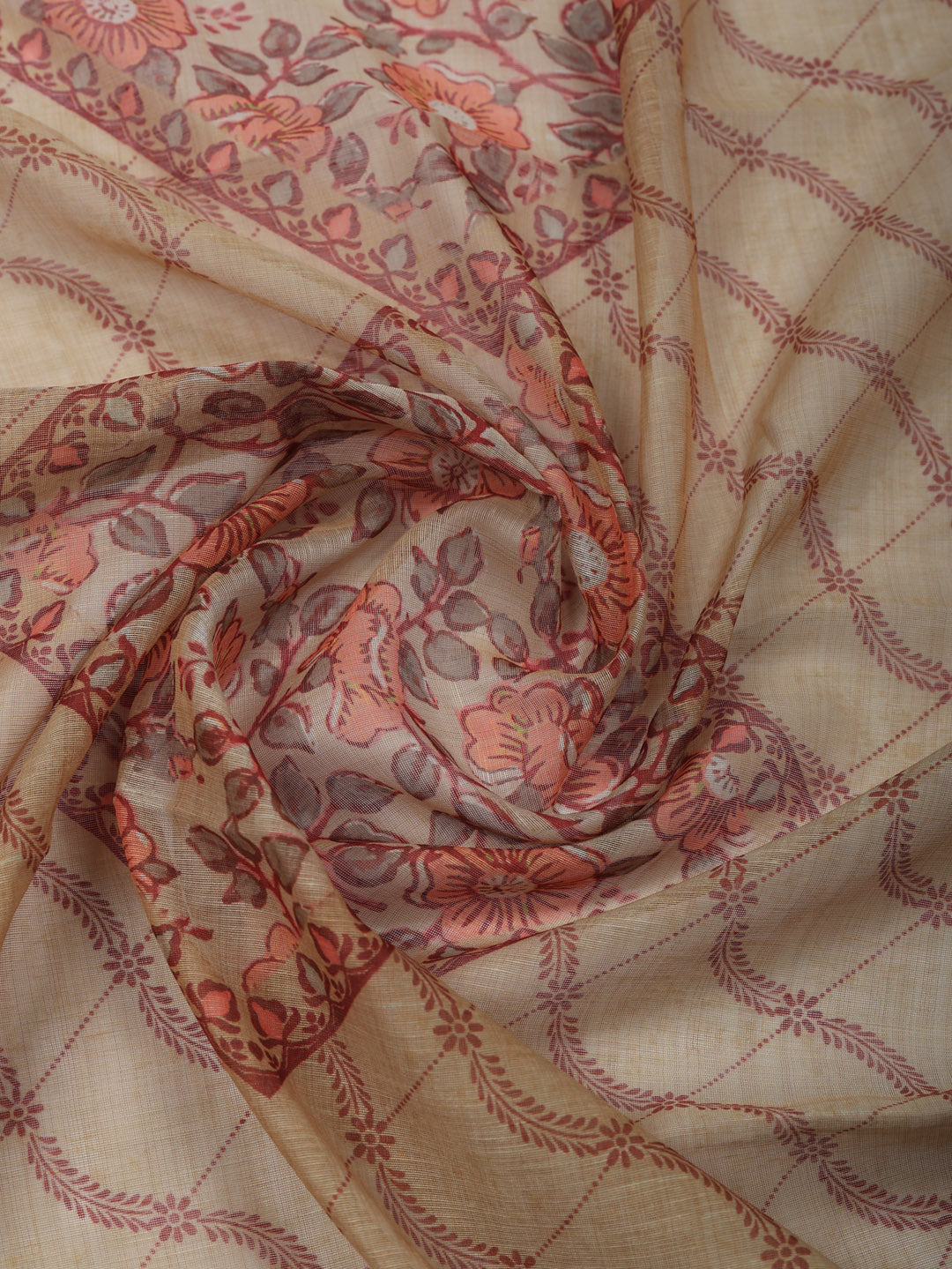 Embroidered Chanderi Unstitched Suit With Pant &amp; Dupatta