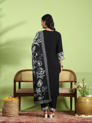 Embroidered Cotton Kurta With Pant & Dupatta