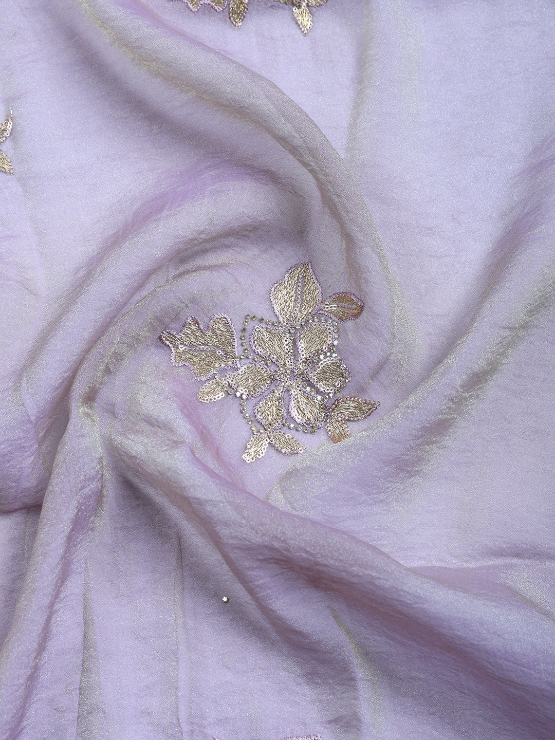 Embroidered Organza Unstitched Suit With Pant &amp; Dupatta