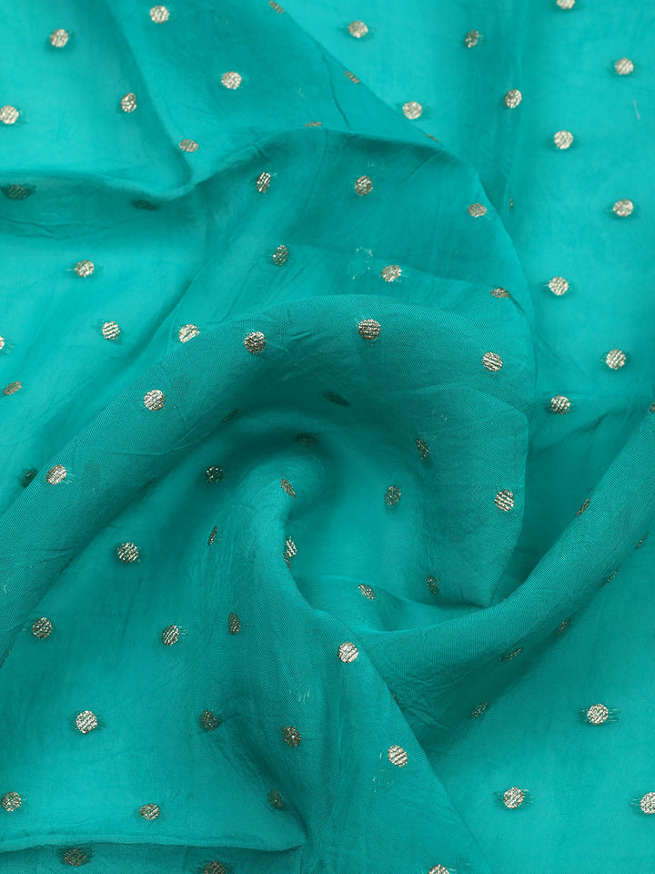 Embroidered Chanderi Unstitched Suit With Pant &amp; Dupatta