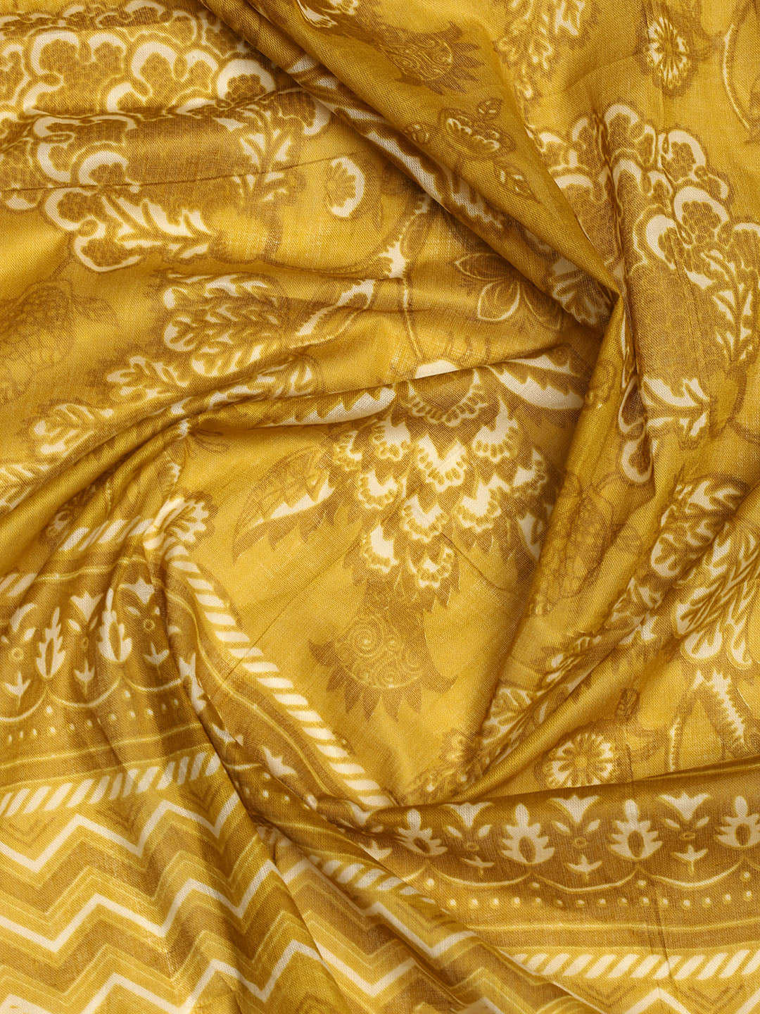 Patch Neck Cotton Blend Unstitched Suit With Dupatta