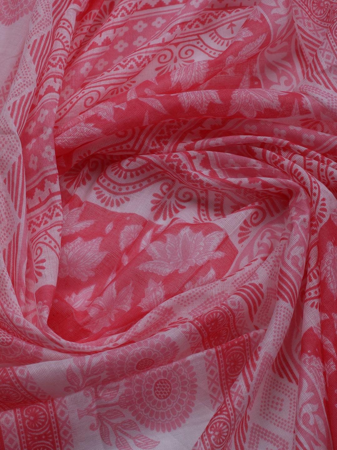 Printed Cotton Blend Unstitched Suit With Dupatta
