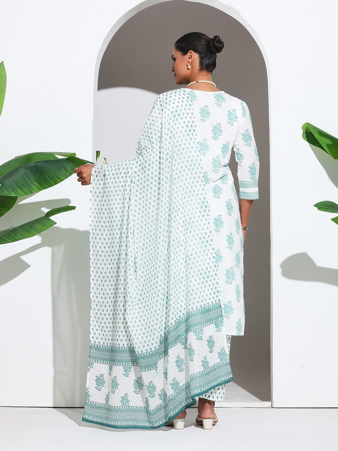 Printed Cotton Blend Kurta With Pant &amp; Dupatta