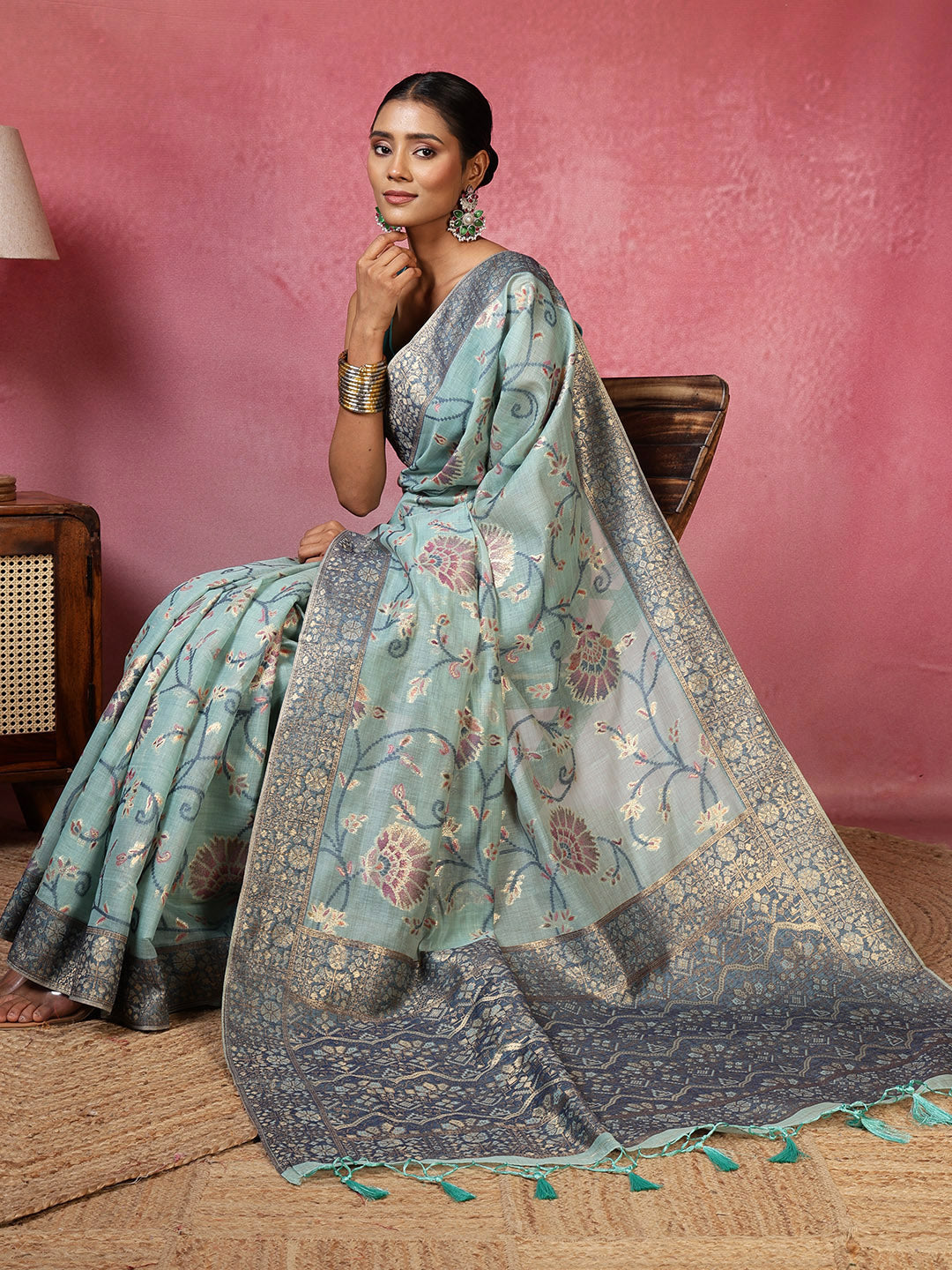 Zari Jaal Art Silk Woven Saree