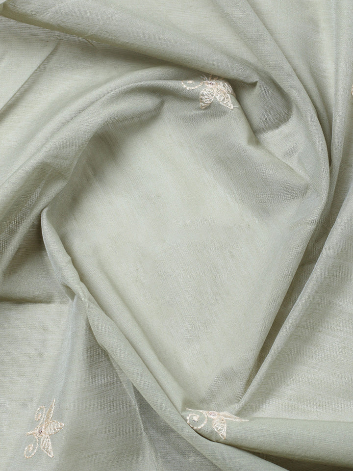 Embroidered, Cotton Blend Unstitched Suit With Pant &amp; Dupatta