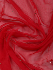 Woven Design Chanderi Red Unstitched Suit With Pant & Dupatta