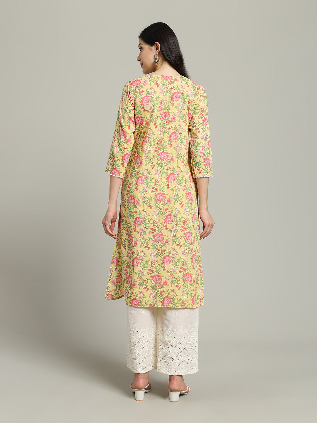 Printed Cotton Blend Kurta With Palazzo