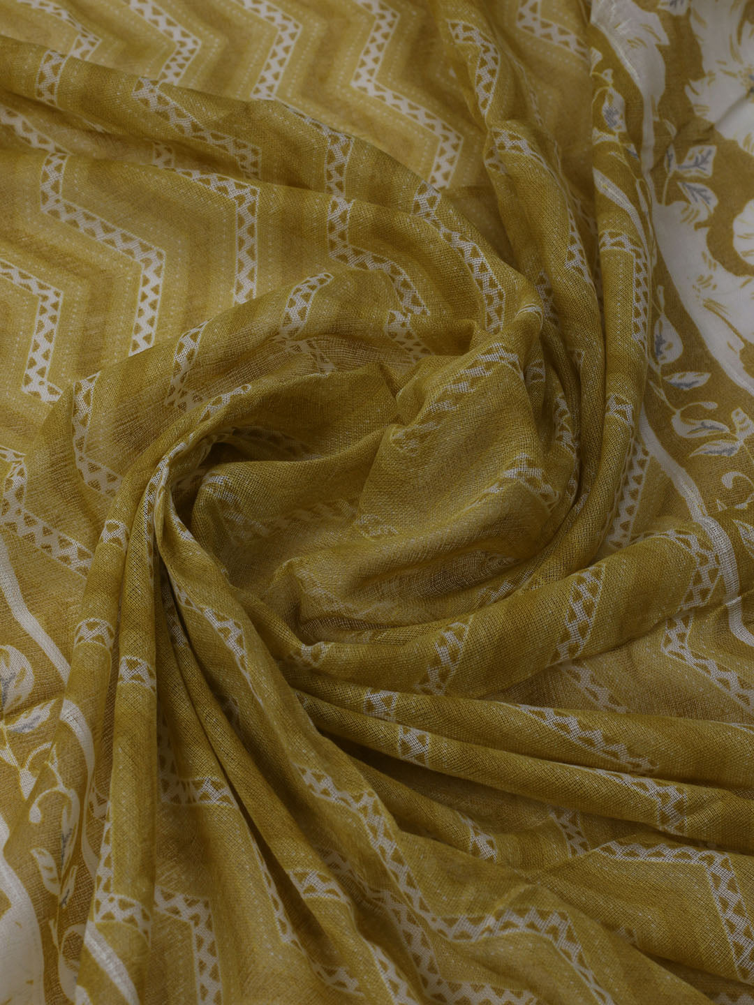 Printed Cotton Blend Unstitched Suit With Dupatta