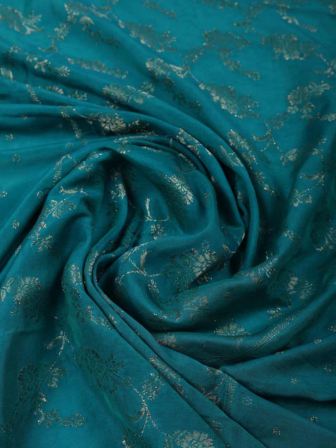 Embroidered Chanderi Unstitched Suit With Pant &amp; Dupatta