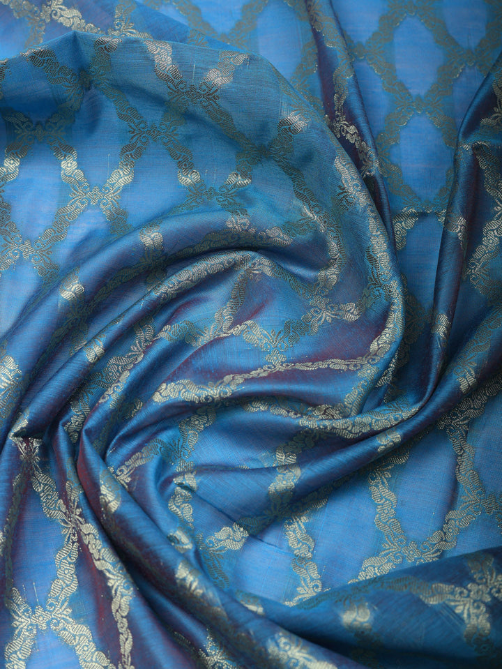 Woven Design Art Silk Unstitched Suit With Pant &amp; Dupatta