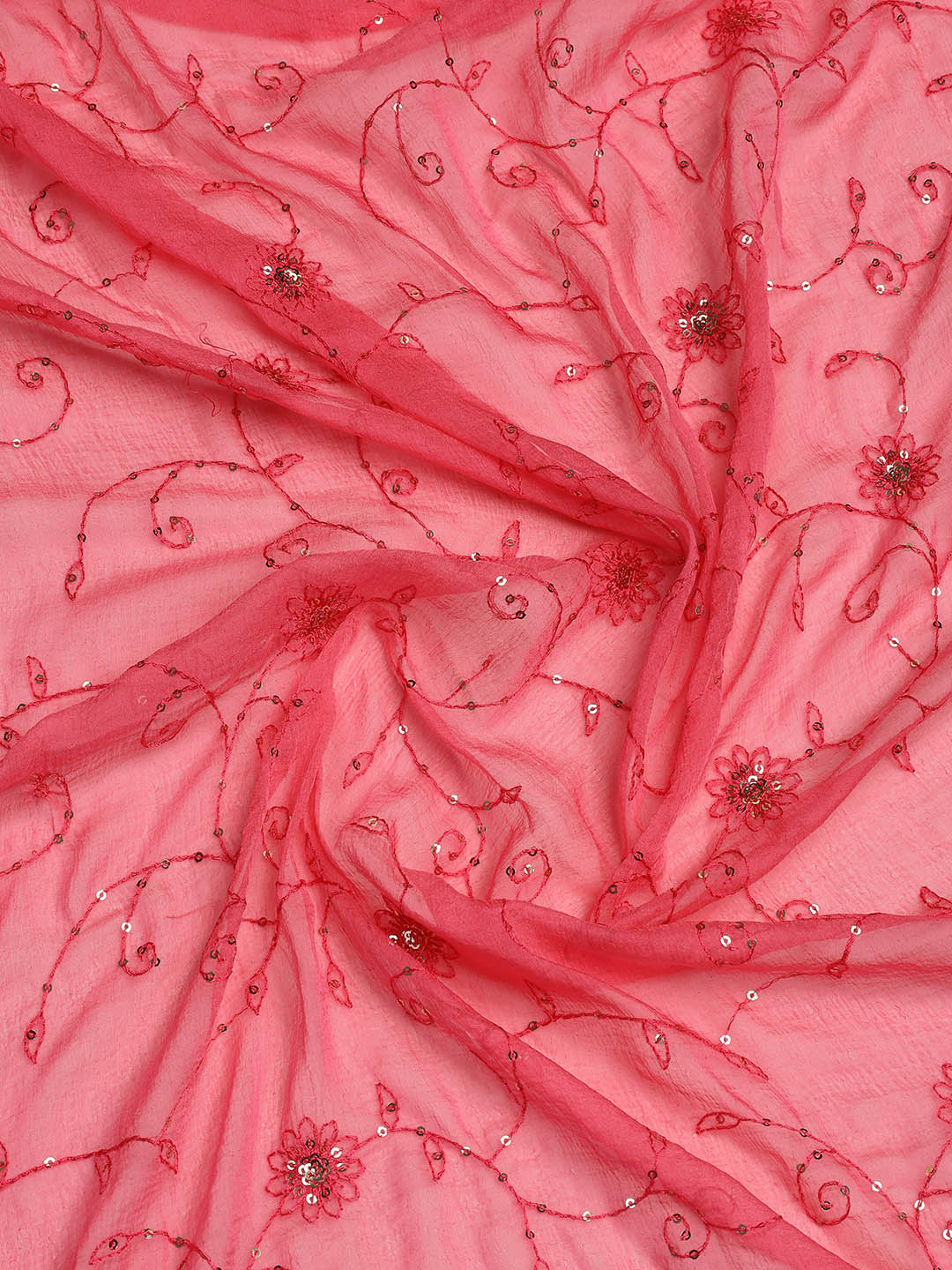 Neck Embroidered Organza Unstitched Suit With Dupatta