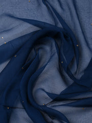 Woven Design Chanderi Navy Blue Unstitched Suit With Pant & Dupatta