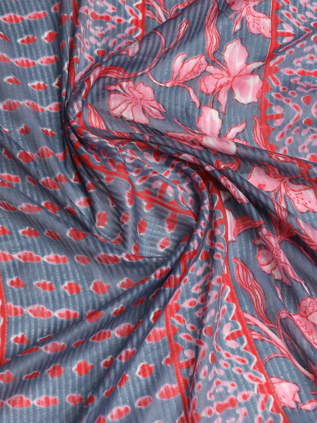 Printed Cotton Blend Unstitched Suit With Dupatta