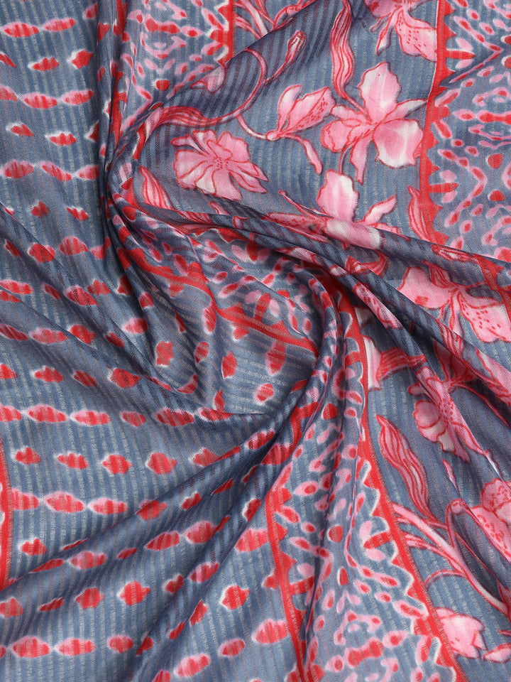 Printed Cotton Blend Unstitched Suit With Dupatta