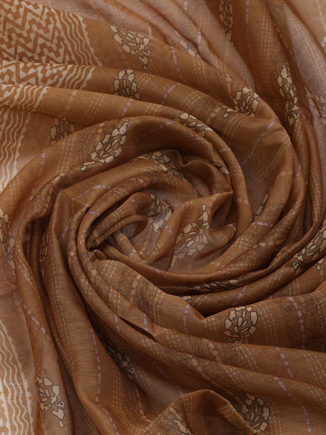 Printed Chanderi Unstitched Suit With Dupatta