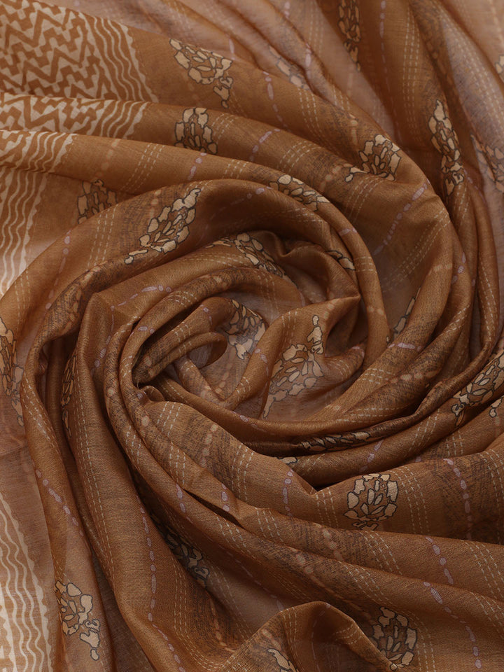 Printed Chanderi Unstitched Suit With Dupatta