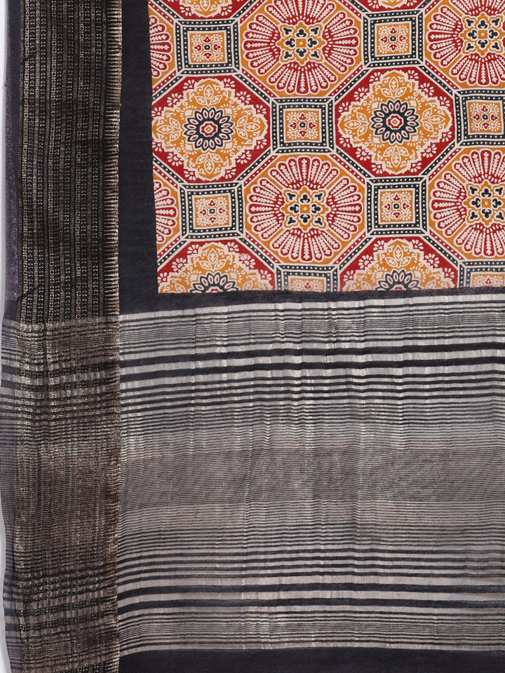 Digital Printed Cotton Blend Woven Saree