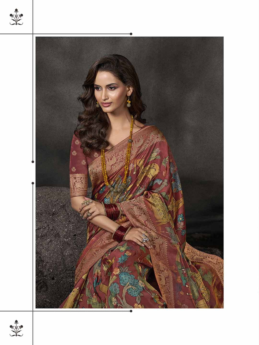 Tropical Printed Dola Silk Saree
