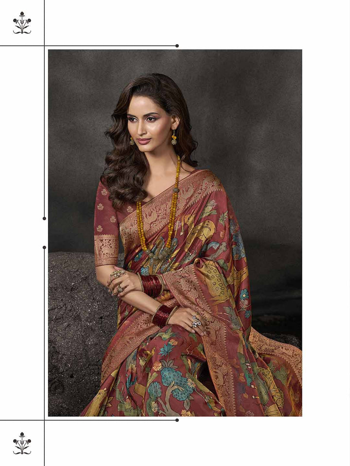 Tropical Printed Dola Silk Saree